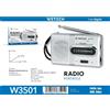 NONE Radio portatile compatta, di colore argento, con ricevitore analogico FM/AM, antenna telescopica, altoparlante integrato e funzionamento a batteria, ideale per l'uso domestico, in cucina o in