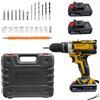 NONE Trapano a percussione senza fili IKUAFEN 36V, colore giallo, a doppia velocità, con 25+3 livelli di coppia, dotato di 2 batterie da 2000 mAh, spina europea, guanti e custodia, luce LED per il lavoro,
