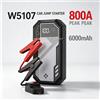 NONE Avviatore di emergenza per auto 800A, 6000mAh, booster portatile per batteria auto, power bank, torcia LED, alimentatore di emergenza per l'avviamento dell'auto