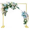 NONE Supporto ad arco quadrato in metallo dorato da 2 metri, cornice per fondale, decorazione per foto di matrimoni, feste di compleanno, porta palloncini floreali riutilizzabile, forniture fai-da-te per