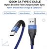 NONE Cavo USB intrecciato in nylon da 120 cm 3A per ricarica rapida e sincronizzazione dati, tipo-C / 8-pin per iPhone, iPad, Xiaomi, Samsung e telefoni Android.