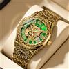 NONE Orologio meccanico automatico da uomo, con cinturino in acciaio nero e oro, design alla moda, motivo intagliato a vista e personalizzabile.