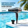 NONE Asciugacapelli professionale da 2200 W, alimentazione CA 100-240 V, temperatura e velocità regolabili, getto d'aria fredda, con beccuccio concentratore, ideale per saloni, uso domestico e viaggi,