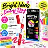 NONE GIOTTO Pennarelli a pennello fluorescenti a 6 colori, a base d'acqua, con punta flessibile, per appunti, journaling, disegno, lettering, materiale scolastico e artistico