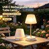 NONE Lampada da tavolo a LED con altezza regolabile, ricaricabile tramite USB-C, design retrattile, 11-28 cm, 2 stili di paralume, luce calda SMD, impermeabile, portatile, ideale come lampada da comodino