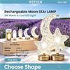 NONE Lampada da comodino a LED con texture cristallina, ricaricabile tramite USB-C, disponibile in 3 forme: ovale, a luna e a stella, con 3 modalità di colore, 3W, 400mAh, lampada da tavolo decorativa per