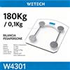 NONE Bilancia elettronica da bagno WETECH, capacità 180 kg, precisione 0,1 kg, piattaforma in vetro, colore bianco.