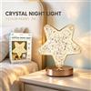 NONE Lampada da comodino decorativa con finitura effetto cristallo, luce LED ricaricabile tramite USB-C, con 3 forme a scelta (luna, stella, ovale) e 3 modalità di colore, 400 mAh, 3 W, ideale come regalo