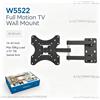 NONE W5522 Supporto da parete per TV con movimento completo, per TV da 14 a 42 pollici, braccio articolato girevole, ±15 ° Supporto TV inclinabile, carico massimo 50 kg, VESA 50x50 mm a 100x100 mm