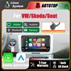 AUTOTOP Schermo multimediale da 7 pollici con sistema Linux, CarPlay wireless e Android Auto per Volkswagen VW Passat B6 B7 T5 Tiguan Touran GOLF POLO, autoradio con Bluetooth, GPS, navigazione, DSP, schermo