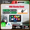 AUTOTOP Schermo multimediale da 9 pollici con sistema Linux, CarPlay wireless e Android Auto per VW Passat B6 B7 T5 Tiguan Touran GOLF POLO, autoradio con BT, GPS, navigatore, DSP, schermo touch e telecamera