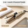 NONE Styler per Capelli Pieghevole 3 in 1: Piastra Lisciante e Arricciacapelli con Piastra in Alluminio PTC, Temperatura Regolabile, Voltaggio Universale, Compatto e Ideale per Viaggi