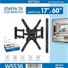 NONE WETECH W5538 Staffa TV a Parete Full Motion per Schermi 17-60 Pollici, Capacità di Carico Fino a 30kg, Inclinazione ±15°, Livella Incorporata, VESA da 75x75 a 400x400 mm