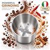 NONE Macinacaffè elettrico multifunzione da 150 W con design a 4 lame, macinino compatto in acciaio inossidabile per caffè, spezie, frutta secca e cereali.