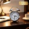 Sveglia Retrò a Doppia Campana, Orologio Analogico al Quarzo Luminoso con Luce Notturna, Orologio da Scrivania in Metallo Classico per Camera da Letto