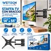 NONE WETECH W5523 Staffa TV a Parete Full Motion a Doppio Braccio per Schermi 14-55 Pollici, Capacità di Carico Fino a 50kg, Inclinazione ±15°, VESA da 50x50 a 500x500 mm