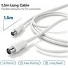 NONE Cavo per antenna TV da 1,5 m, maschio-femmina, cavo di prolunga coassiale bianco per televisore