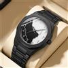 NONE 1 orologio da uomo con quadrante nero, cinturino in lega, stile vintage, quadrante con mappa, design sportivo e leggero, movimento al quarzo, ideale per l'uso quotidiano, per occasioni formali, feste