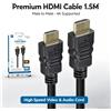 NONE Cavo HDMI di alta qualità, 1,5/3/5 metri, 4K, con connettori maschio-maschio, cavo HDMI ad alta velocità per video e audio HD, ideale per TV, monitor, proiettori, PC e console di gioco.