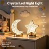 NONE Lampada da tavolo decorativa a LED con cristalli, a forma di luna e stella, 3W, ricaricabile tramite USB di tipo C, con luce calda e fredda regolabile, ideale per camera da letto, comodino,