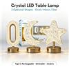NONE Lampada da Tavolo LED in Cristallo a 3 Forme, Ricaricabile Type-C, Luce Notturna Decorativa, 3W Dimmerabile, 3 Modalità di Colore, 400mAh, Lampada da Comodino, Luce Ambientale da Scrivania a Forma di