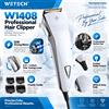 Tagliacapelli professionale WETECH W1408 da 12W, con cavo, lama regolabile a 0,5 mm, set di pettini 3-6-9-12 mm, bianco/grigio, per barbieri