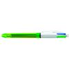 BIC Bolígrafo 4 colores fluo.Azul, rojo y negro clásicos y amarillo fluor