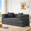 Vipbear Divano 2 Posti Senza Ossa, 160 cm, Cordino Premium, Modulare, Estensibile, 5-in-1, Divani e Poltrone Versatili per Spazi Compatti, Grigio