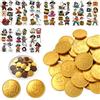 Crunier 100 Pezzi Cioccolato Monete d'Oro, Monete d'Oro Commestibili | Cioccolato a Forma di Monete con Adesivi Pirata, Monete di Cioccolato in Foglia d'Oro, per Tesoro Pirata
