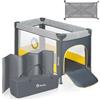 lionelo Stefi Lettino da Viaggio Pieghevole con Materasso, 0-3 Anni | 120 x 67 x 73 cm, Ingresso Laterale, Pareti in Rete, Ruote e Borsa da Trasporto, Ideale per Campeggio