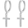 Loutade Orecchini da donna in argento 925, in argento Sterling 925, con ciondolo a goccia d'acqua/croce/rettangolo, ipoallergenici CZ, orecchini a cerchio leggeri, in argento, con confezione regalo