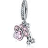 Doyafer 925 argento sterling animale ciondolo Charms Set Dog Paw Bone per le donne braccialetto collana regalo