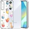 Choeeu ChoosEU Trasparente Cover per Samsung Galaxy A55 5G con Fiori, Gatto | Sottile TPU Silicone Trasparente Custodia, Disegni Colorate Fiore Fiori Motivo, per Ragazza, Antiurto Protettiva Morbido Case