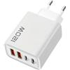 Flkiglm Caricabatterie A Per Telefono Alimentatore 120W 5V2A 4 Porte | Blocco Di Carica Da Muro per Tablet Fotocamere Casa Viaggio Appartamento Hotel Camere Studenti