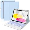 MoKo Custodia con Tastiera Multi-touch per iPad (A16)11ª/10ªgen, Cielo Blu | Retroilluminazione 7 colori, trackpad multitouch, porta pennino per iPad 11 2025 e iPad 10,9 2020
