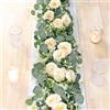 Betylifoy Artificiale Eucalipto Ghirlanda con Rosa 2 Pz, Artificiale Gypsophila Ghirlanda Foglie di Eucalipto Verde Ghirlanda per la Tavola di Nozze Sfondo Partito Centrotavola (Champagne, 2PCS)