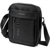 Pierre Cardin Borsello Tracolla Uomo, Nylon Impermeabile, Colore Nero e Blu, Linea Free Time, Multitasche, Tracolla Regolabile Dimensioni 27x9x22 cm ART.8024 ALAN06