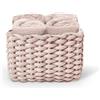 Daunex - Set 4 Lavette 30x30 - Mini Asciugamano Ospite in Spugna di Cotone - Confezionato in splendida Confezione in Tessuto Intrecciato - Cipria
