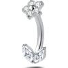 NovaNavel Piercing ombelico fiore prezioso bianco in argento