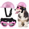 Frienda Dog Helmet and Goggles, UV Protection Doggy Sunglasses and 4 Inch Padded Puppy Motorcycle Helmet Adorable Dog Goggles with Adjustable Belt for Small Dogs Puppy Riding(Pink,S)