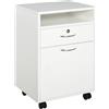 Easycomfort Cassettiera per Ufficio con 2 Chiavi, Cassetto, Armadietto e 4 Ruote in Legno Bianco, 40x35x60cm