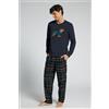 Intimissimi Pigiama Lungo Uomo In Cotone Con Ricamo Bassotto Blu