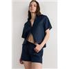 Intimissimi Camicia Manica Corta In Tela Di Lino The Pure Linen Blu