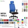 SEIPO MESH TIPO 2 MH0015 Poltrona schienale alto in rete braccioli e poggiatesta Movimento sincro traslatore "Z" SEIPO TESSUTO V