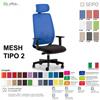 SEIPO MESH TIPO 2 MH0015 Poltrona schienale alto in rete braccioli e poggiatesta Movimento sincro traslatore "Z" SEIPO ECOPELLE D2