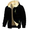 Generico Giacca Invernale da Uomo Zip e Cappuccio Taglie Forti Trekking Cappotto Antivento Invernale Uomos Fodera in Sherpa Calda Giubbotto Maniche Lunghe in Pile Moda Cappotto Tinta Unit con Tasca