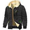 Generico Giacca Invernale da Uomo Zip e Cappuccio Taglie Forti Trekking Cappotto Antivento Invernale Uomos Fodera in Sherpa Calda Giubbotto Maniche Lunghe in Pile Moda Cappotto Tinta Unit con Tasca