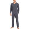 Aseniza Pigiama Uomo Invernale Pigiama Uomo Cotone Lungo Set Pigiami Righe Uomo Maniche Lunghe da Casa Caldo Casual