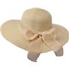 Miobo Cappello da Sole da Donna scanalatura in Paglia, Cappello Estivo con Fiocco, Cappello da Spiaggia, Cappello a Tesa Larga, Cappello floscio