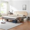 [en.casa] Struttura Letto Matrimoniale King Size 180x200 cm Letto Doppio 2 Piazze Giroletto in Metallo Nero con Testiera Ovale Effetto Rattan Intrecciato